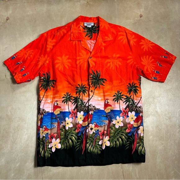 Vintage Pacific Legend Apparel Hawaii USA Size XL Parrot Sunset Button Up Shirt - Picture 1 of 5